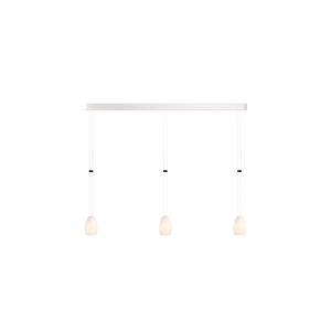 3-flammige Oh China Trace verbindet drei Oh China Pendelleuchten mit einer weißen Schiene