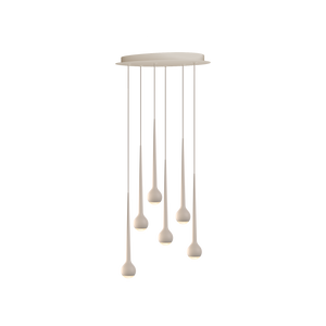 Falling Sun Chandelier Six Lüster mit 6 Pendeln in sandweißer Farbe von GRAU