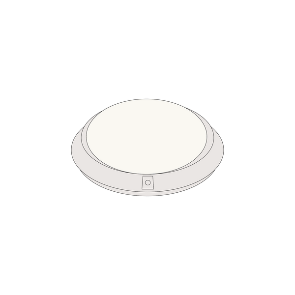 Linse mit Ring chrome von GRAU B2C, flache runde Design-LED-Leuchte mit mattem Glas und dezenter Chromfassung, modernes Lichtkonzept.