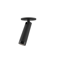 Clear von GRAU, präziser schwarzer LED-Strahler mit minimalistischer Form und flexibler Beweglichkeit für modernes Lichtdesign.