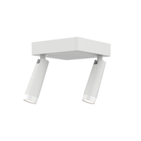 Clear Duo von GRAU, weiße LED-Designerleuchte mit zwei schwenkbaren Strahlern und Warm Dim Technologie für modernes Lichtdesign