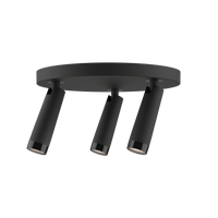 Clear Trio von GRAU, schwarze LED-Designerleuchte mit flexibel drehbaren Strahlern und warm dimmbarer Lichttechnologie.