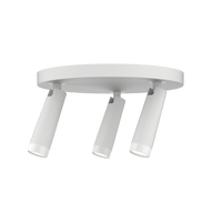 Clear Trio Deckenleuchte von GRAU mit drei flexibel schwenkbaren LED-Strahlern und warm dimmbarer Lichttechnik.