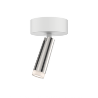 Clear von GRAU: Eleganter, schwenkbarer LED-Strahler in poliertem Metall mit warmem, dimmbarem Lichtdesign.