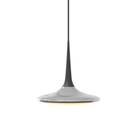 Falling Leaf Pendelleuchte von GRAU mit elegantem Aluminium-Design, großer Linse und warm dimmbarer LED-Beleuchtung.