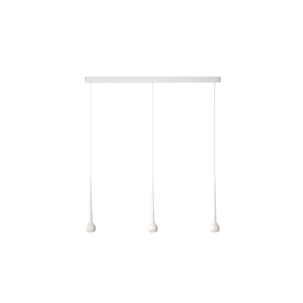 Falling Sun Trace - 3 elegante Pendelleuchten mit einer minimalistischen Schiene verbunden in mattem weiß