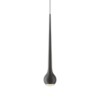 Falling Sun Pendelleuchte von GRAU in Schwarz – höhenverstellbare Variante, tropfenförmiger Leuchtkörper aus mattschwarzem Aluminium, blendfreie Linse, dimmbares warmes LED-Licht