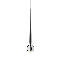 Falling Sun Pendelleuchte von GRAU in Polished – höhenverstellbare Variante, tropfenförmiger Leuchtkörper aus hochglanzpoliertem Aluminium, blendfreie Linse, dimmbares warmes LED-Licht