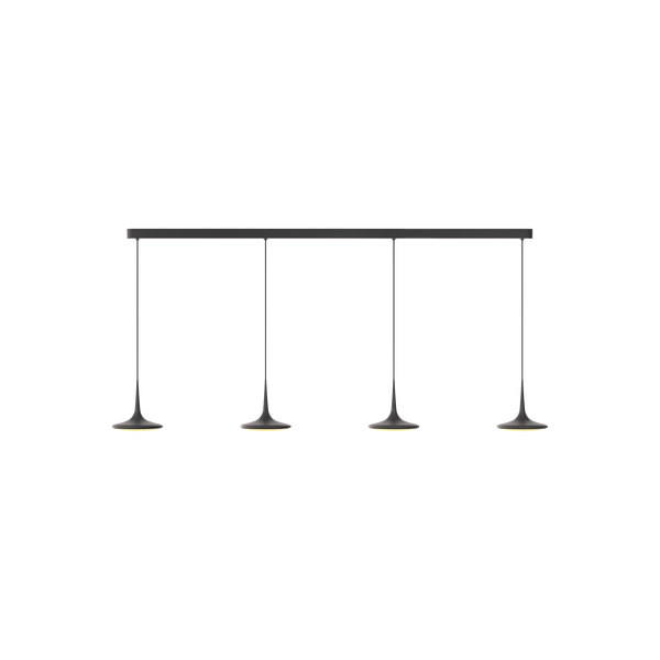 Falling Leaf Trace Pendelleuchte von GRAU mit vier dimmbaren, warm leuchtenden LED-Linsen in minimalistischem Design.