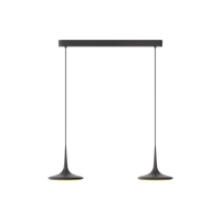 Falling Leaf Trace Duo von GRAU in Schwarz – 6m Kabel, zweiflammige Pendelleuchte mit zwei geschwungenen Leuchtköpfen aus mattschwarzem Aluminium, dimmbares warmes LED-Licht