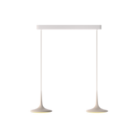 Falling Leaf Trace Duo von GRAU in Sand White – 6m Kabel, zweiflammige Pendelleuchte mit zwei geschwungenen Leuchtköpfen aus sandweißem Aluminium, dimmbares warmes LED-Licht