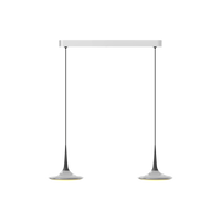 Falling Leaf Trace Duo von GRAU in Polished – 6m Kabel, zweiflammige Pendelleuchte mit zwei geschwungenen Leuchtköpfen aus poliertem Aluminium, dimmbares warmes LED-Licht