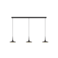 Falling Leaf Trace Trio von GRAU in Schwarz – 6m Kabel, dreiflammige Pendelleuchte mit drei geschwungenen Leuchtköpfen aus mattschwarzem Aluminium, dimmbares warmes LED-Licht