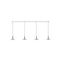 Falling Leaf Trace Quattro von GRAU in Polished – 6m Kabel, vierflammige Pendelleuchte mit vier geschwungenen Leuchtköpfen aus poliertem Aluminium, dimmbares warmes LED-Licht