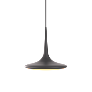 Falling Leaf Pendelleuchte für den Esstisch mit elegant geschwungenem Leuchtenschirm in mattem schwarz von GRAU