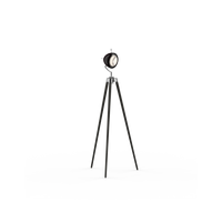 George Black Stehleuchte von GRAU mit schwarzen Holzbeinen, dreibeinigem Design und moderner LED-Beleuchtung.