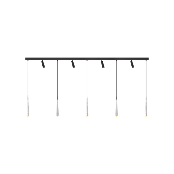 Niceone Trace von GRAU, minimalistische Pendelleuchte mit fünf LED-Linsen, modernes Lichtdesign aus Deutschland, dimmbar und blendfrei.