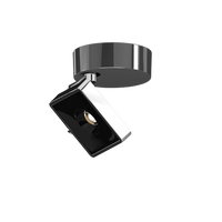 Studio Strahler von GRAU mit glänzendem Metallgehäuse, schwarz-mattem Leuchtenkopf, flexibler LED-Designleuchte für Wand und Decke.