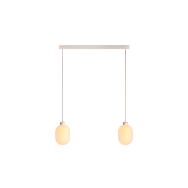 Sun Duo von GRAU, minimalistische Designerleuchte mit mundgeblasenen Glaslampen und warmem, dimmbarem Licht.