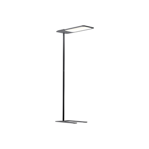 Xt-s One Stehleuchte von GRAU mit flachem Leuchtenkopf, minimalistisches Design und homogene LED-Ausleuchtung.
