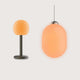 Fire Table & Sun Bundle von GRAU mit mundgeblasenem Glas, Aluminium, dimmbarem warmem Licht, modernes Designerleuchten-Set.