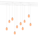 Sun Installation von GRAU: Zehn mundgeblasene Glasleuchten als Pendelleuchten mit dynamischer Lichtanimation.